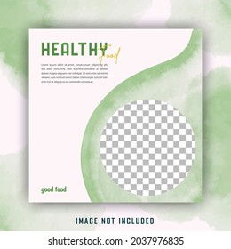 Green Simple Watercolor Salad Healthy Food Social Media Post Template