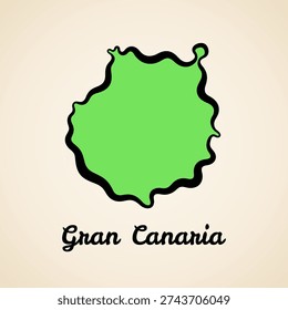 Green simplified map of Gran Canaria with black outline.