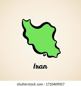 Mapa verde simplificado de Irán con contorno negro.