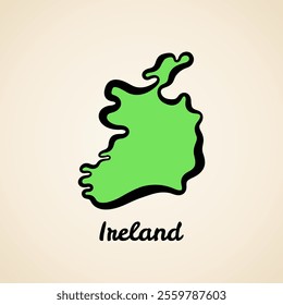 Green simplified map of Ireland with black outline.