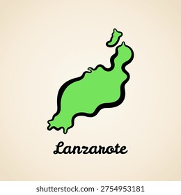 Green simplified map of Lanzarote with black outline