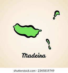 Green simplified map of Madeira with black outline.