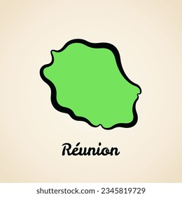 Mapa verde simplificado de Reunión con contorno negro.
