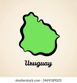 Mapa verde simplificado de Uruguay con contorno negro.