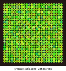 Green simplistic mosaic and minimalist abstract vector wallpaper. Round pattern background. 