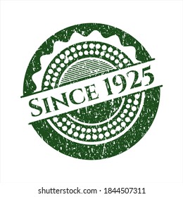 Verde Desde 1925 timbre de hule de goma de socorro. 