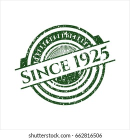 Green Since 1925 distressed rubber stamp with grunge texture