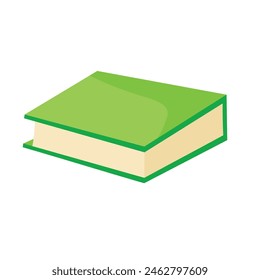 Green single book vector illustration, flat icon design style, isolated on white