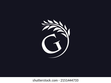 Logo-Vektorgrafik mit dem Buchstaben und dem Alphabet von grünen und Single-Lorrel-Kranz