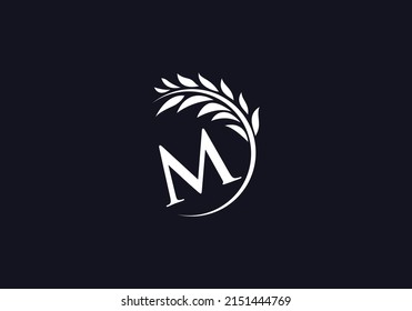 Vector del logo de la corona de laurel verde y único con letras y alfabetos