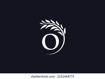 Vector del logo de la corona de laurel verde y único con letras y alfabetos