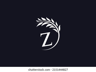Vector del logo de la corona de laurel verde y único con letras y alfabetos