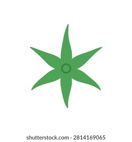 Green Six Pointed Leaf Star Shape Illustration Isolated on White Background for Nature Eco Design
