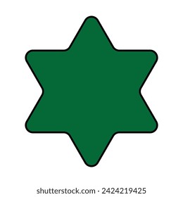 Green Six - pointed star. Accurate geometric dimensions. Abstract concept. Vector illustration on white background. Eps file 243.