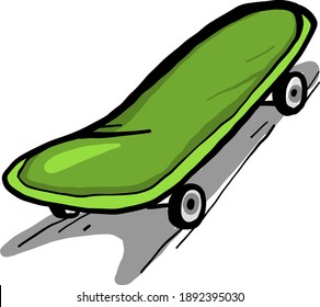 Patín verde , ilustración, vector sobre fondo blanco