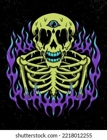 Green skeleton illustration design concepts