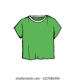 green sketch T-shirts. t-shirt vector illustration. children's outline drawing clothes.
