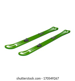 Green skiing isolated on white background