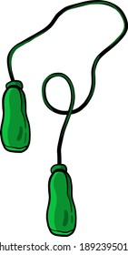 Green skipping rope , illustration, vector on white background