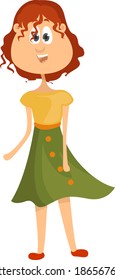 Green skirt, illustration, vector on white background.