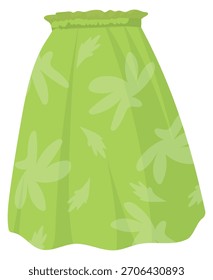 Saia verde. Ícone de desenho animado de roupas de tecido padronizado