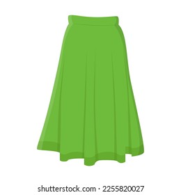 Green skirt for women vector illustration. Cartoon drawing of woman clothes, long skirt isolated on white background. Clothes, fashion concept