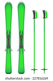 green skis mountain vector illustration isolated on white background