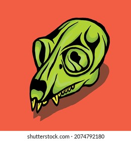 the green skull animal in red background