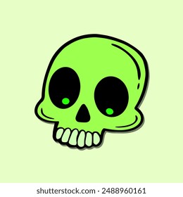 green skull art hand drawn cartoon illustration
