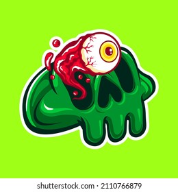green skull character with cute eyeball