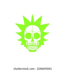 green skull character illustration vector