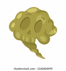 Ilustración de dibujos animados del vector de nube de cráneo verde aislados en un fondo blanco.