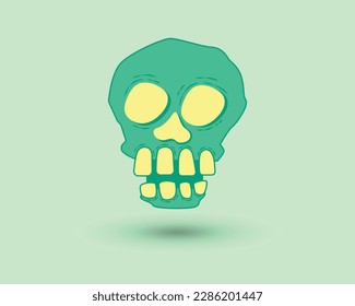 Green skull flat vector background template copy space