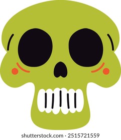 Clipart de Ilustração de Halloween Cabeça de Crânio Verde