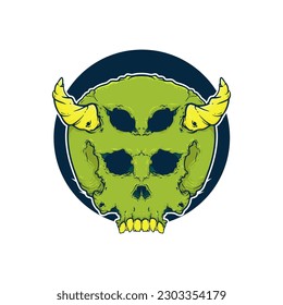 green skull head monster mythology beast face design