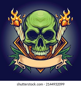 Green Skull Join Weed Illustration for your work merchandise tshirt stickers and label designs poster greeting cards advertising business company or brands