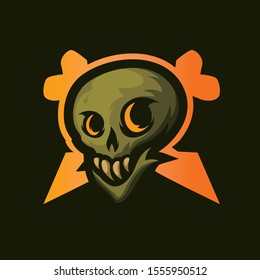 Green Skull logo head illustration