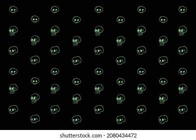 green skull pattern black background