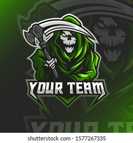 Green Skull ripper Logo Mascot Vector Illustration for logo template