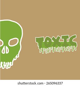 green skull and slime text, over beige color background