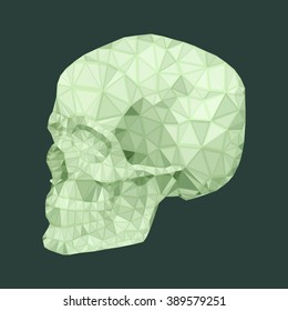green skull in the turned situation from triangles