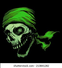 Green Skull Wearing Headband