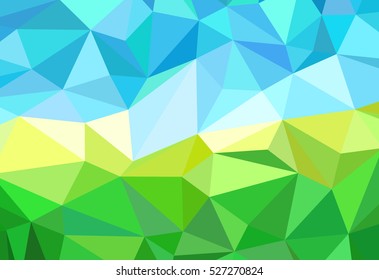 Green and sky blue abstract background polygonal illustration. Geometric background with triangles
