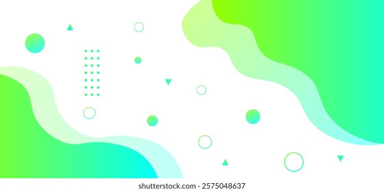 Green and sky blue abstract gradient colour wave pattern shape and geometric rounded shapes pattern vector illustration eps10. Perfect for modern projects basktop wallpaper banner poster.