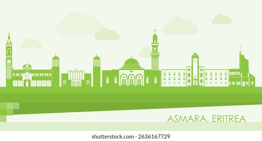 Green Skyline panorama of city of Asmara, Eritrea - vector illustration