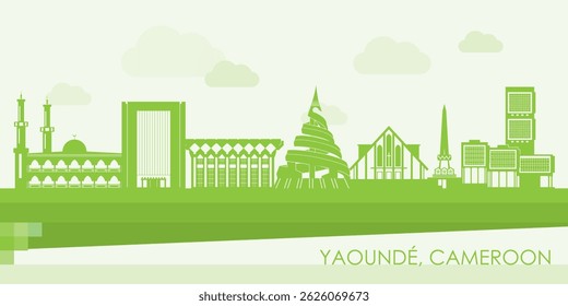 Panorama do horizonte verde da cidade de Yaoundе, Camarões - ilustração vetorial