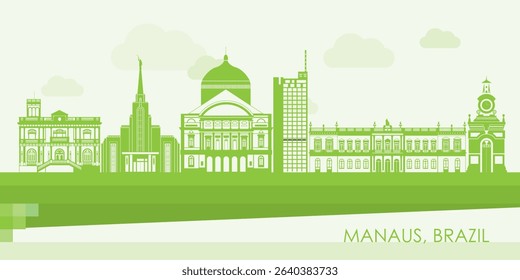 Green Skyline panorama of city of Manaus, Brazil - vector illustration