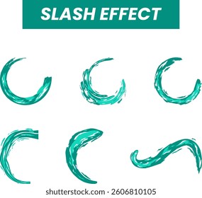 Green Slash Effect Vector Collection Fantasy Combat Brush Strokes