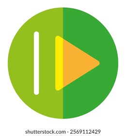 Green sleek play button icon, symbolizing media playback, ideal for digital interfaces and multimedia applications.