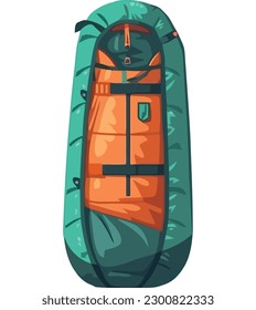 Green sleeping bag design over white